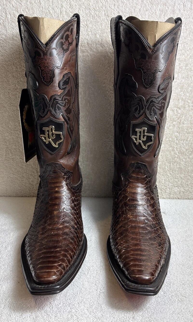 Texas Country Platino Python Brown Leather boots Men Size 7